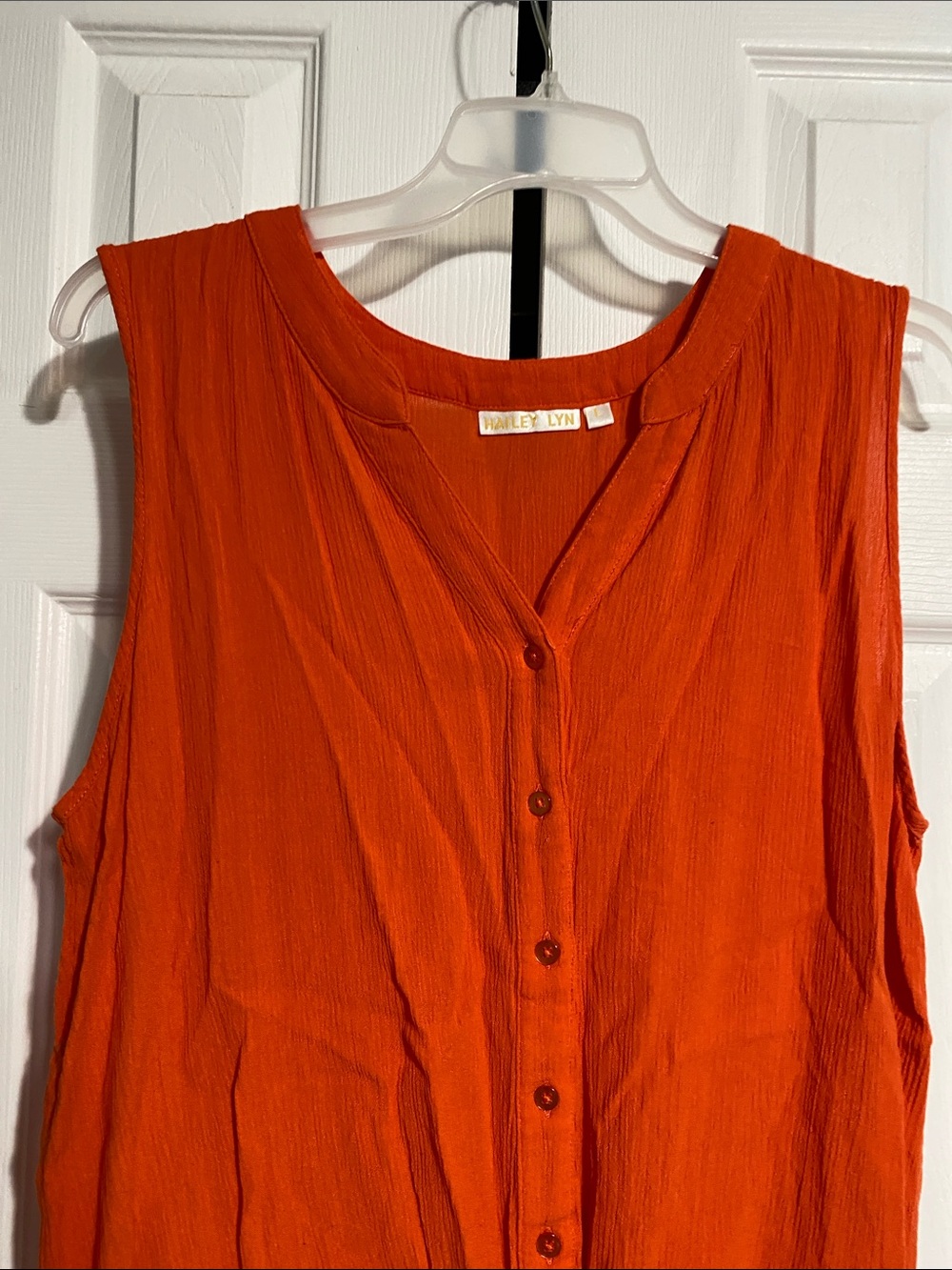 Hailey Lynn orange gauze top shirt blouse size LARGE - Picture 2 of 8